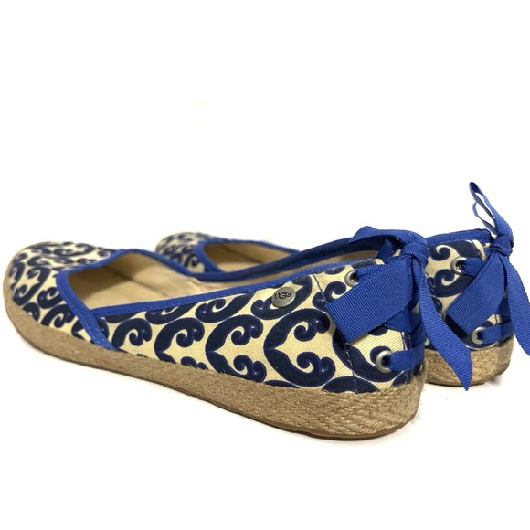 UGG Australia Royal Blue/Tan Slip On Espadrille Ballet Flats Cushioned Insoles 9 - Picture 5 of 8